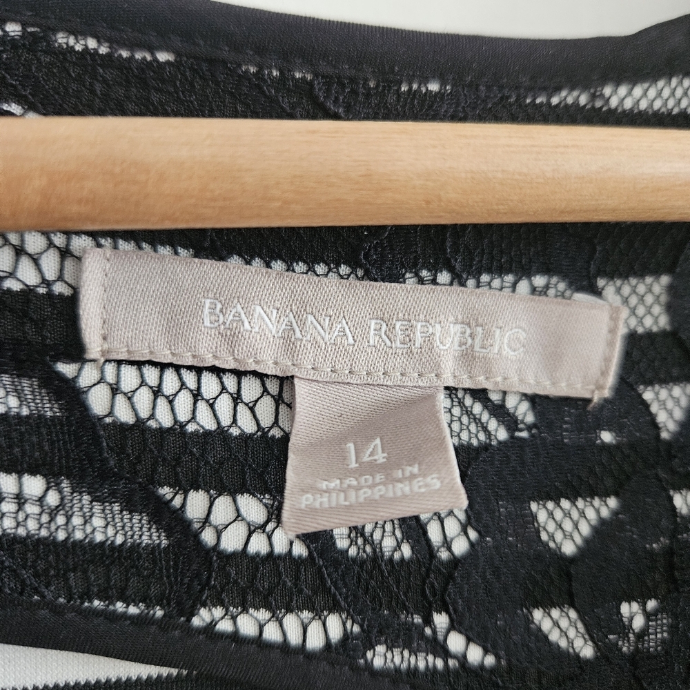 Banana Republic Black Lace Dress Size 14 - Picture 4 of 6